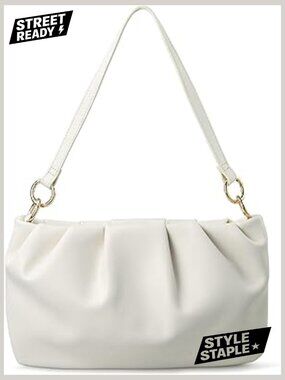 Ruched Shoulder Hobo Bag Convertible Crossbody Clutch Faux Leather